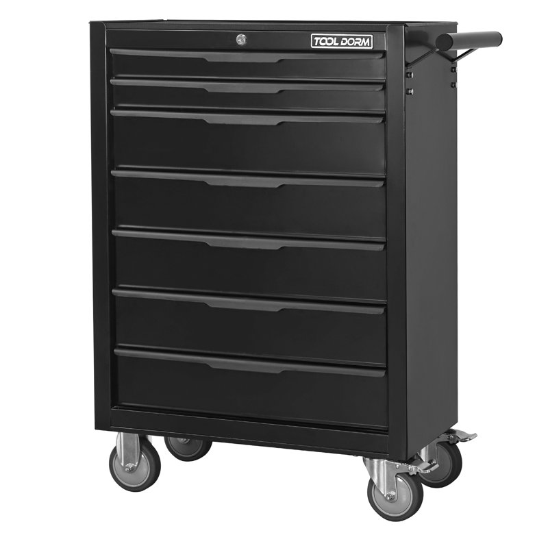 7 Drawer Rolling Tool Cabinet, Large Capacity Metal Tool Box, With Wheels And Key Lock, Rolling Storage Tool Car Suitable For Garage, Warehouse, Work Shop