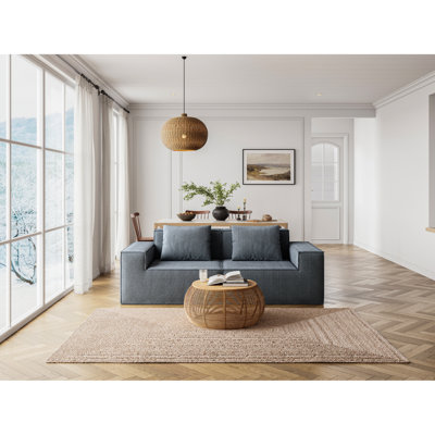 Convertible 2 Bed With Tofu Block Design, Gray Foam, Removable Washable Corduroy, Wide Sitting Depth, Vacuum Packed For Bedroom In