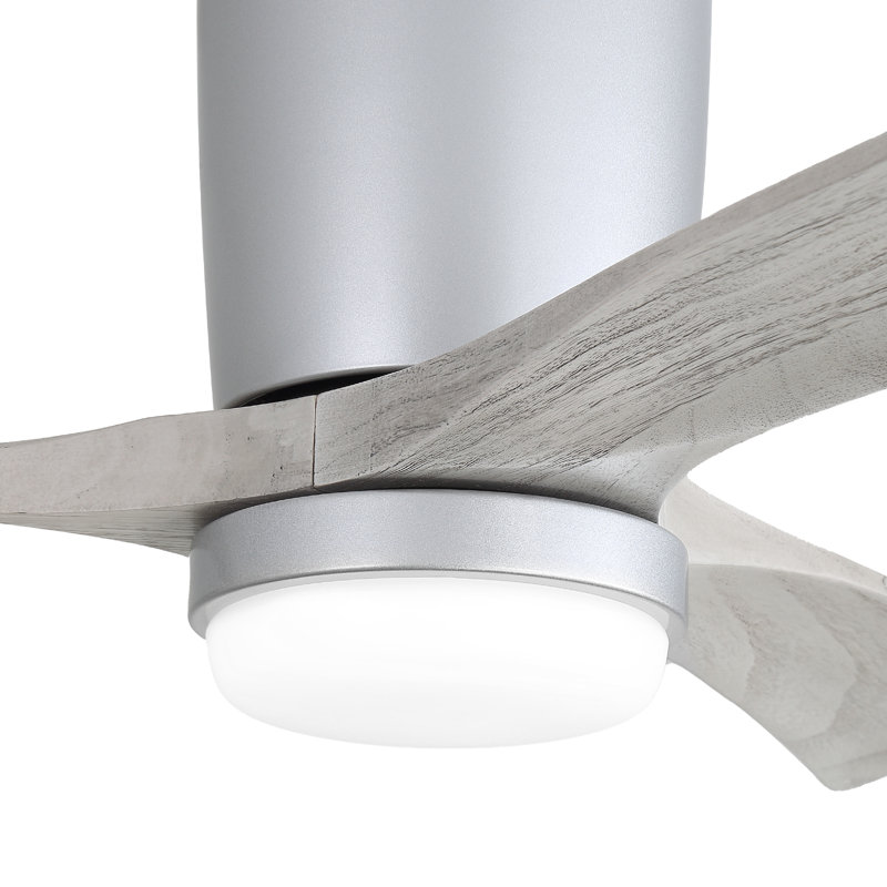 Ventilateur de plafond encastré à 3 pales en bois massif Nicola de 42 po avec télécommande et fonction de minuterie, Argent
