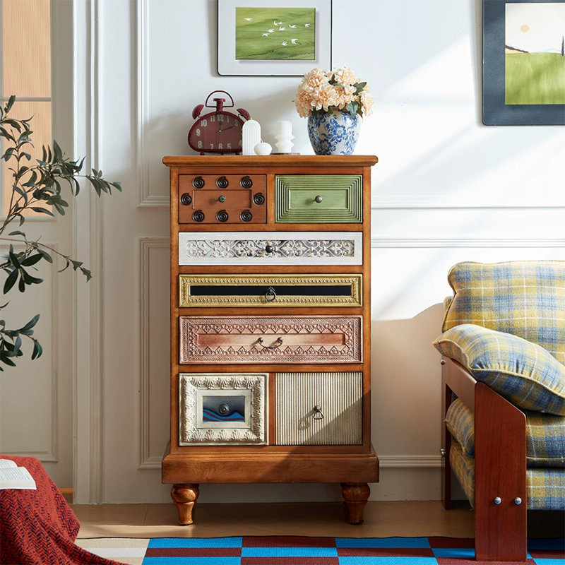 Retro Nut-Brown Solid Wood Accent Cabinet