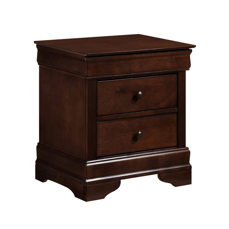 Table de chevet en cerisier brun avec 3 tiroirs, mesurant H 21 po x 16 po