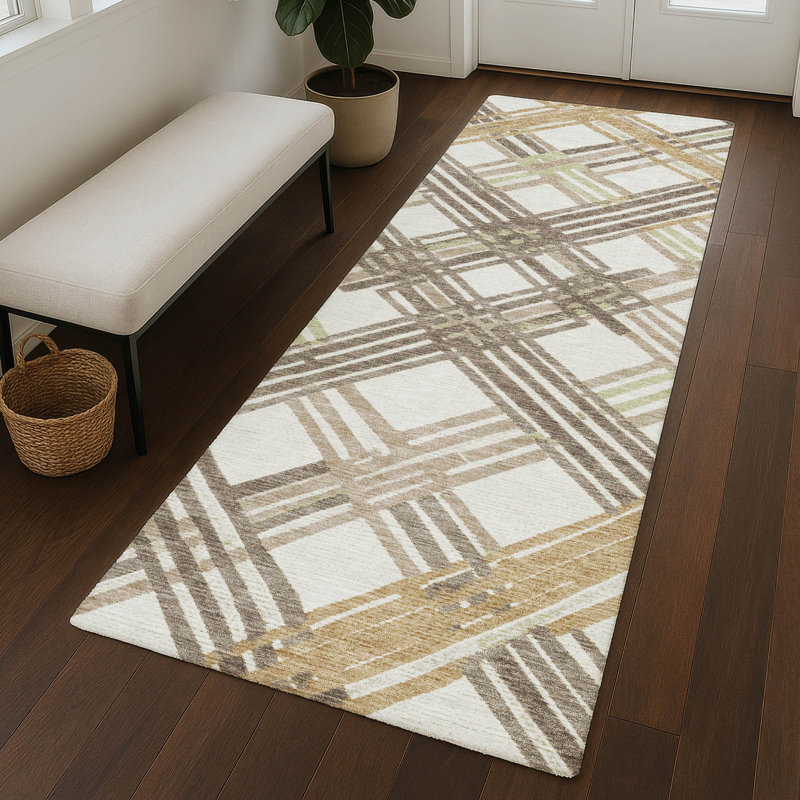 Machine Washable Indoor/Outdoor Chantille ACN2452 Geometric Rug, 2'3" x 7'6" Runner, Ivory