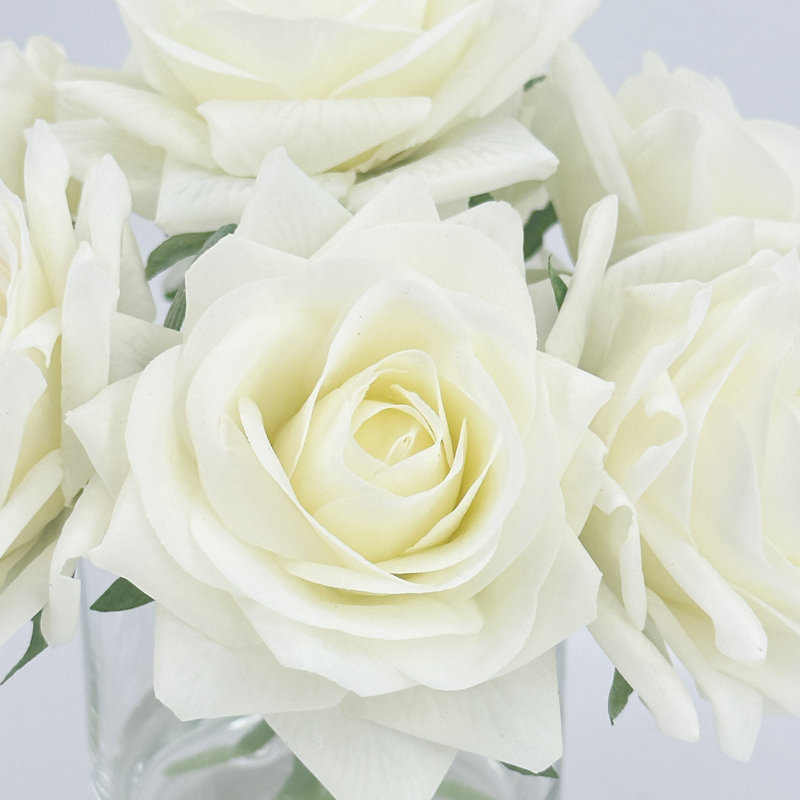 Small Real-Touch Rose Flower Centerpiece Unique Cozy Flower Arrangement, White