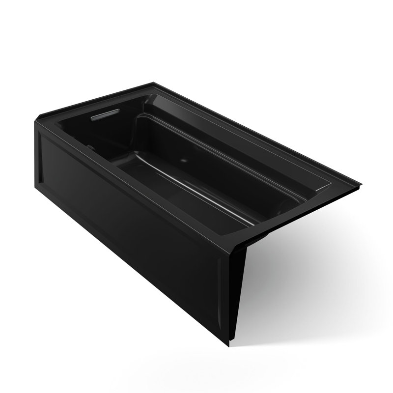 Archer 72" x 36" Soaking Bathtub, Black Black, Left