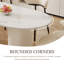 Bureau 70,87 po beige, plateau de table en pierre frittée blanc brillant, bureau de direction, bureau ovale