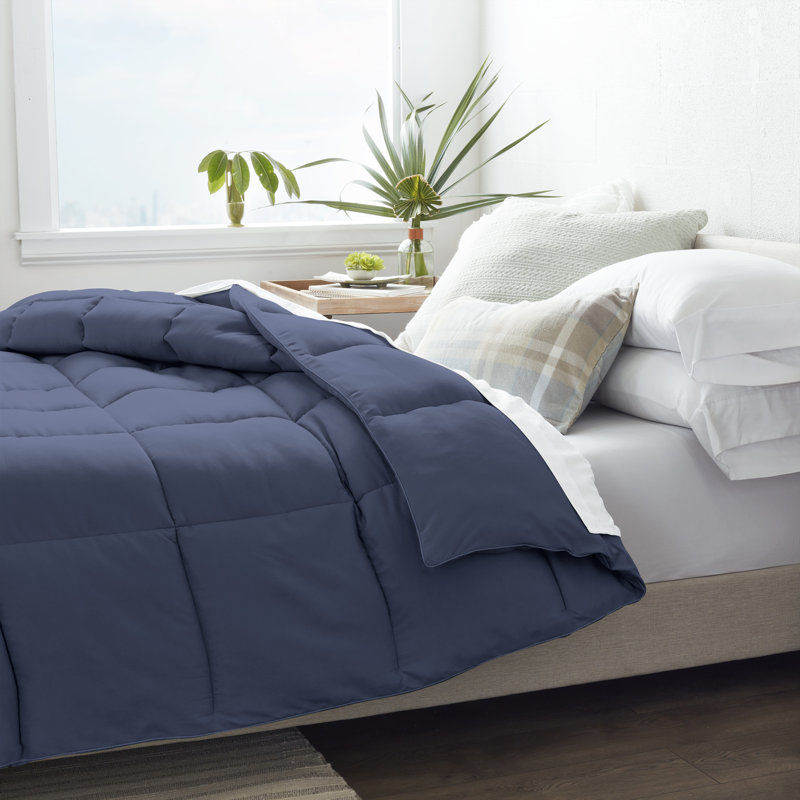 Navy King Reversible Down Alternative Microfiber Comforter Set