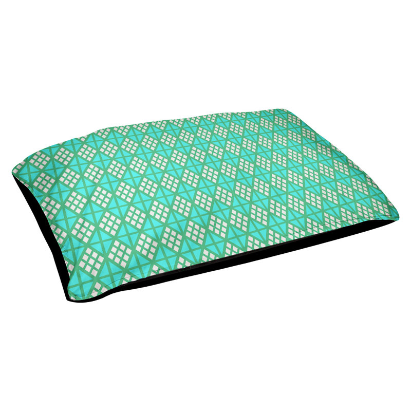 Coussin diamants Byrge, Grand (l 42,5 po x P 32,5 po x H 14 po), Vert / bleu sarcelle clair
