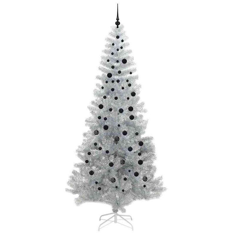 vidaXL Christmas Tree with 300 LEDs with Stand Silver PET, 7.87 ft