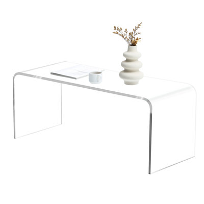 Clear Acrylic Table With Waterfall Edge - Modern 15mm Thick Coffee