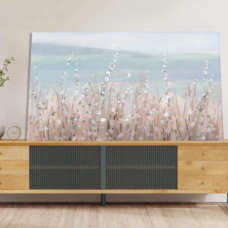 Coastal Morning Blooms - Peinture, L 30 po x H 18 po, Toile tendue