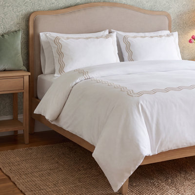 Double Stitch 100% Supima Cotton Sateen Weave Embroidery Sheets Set