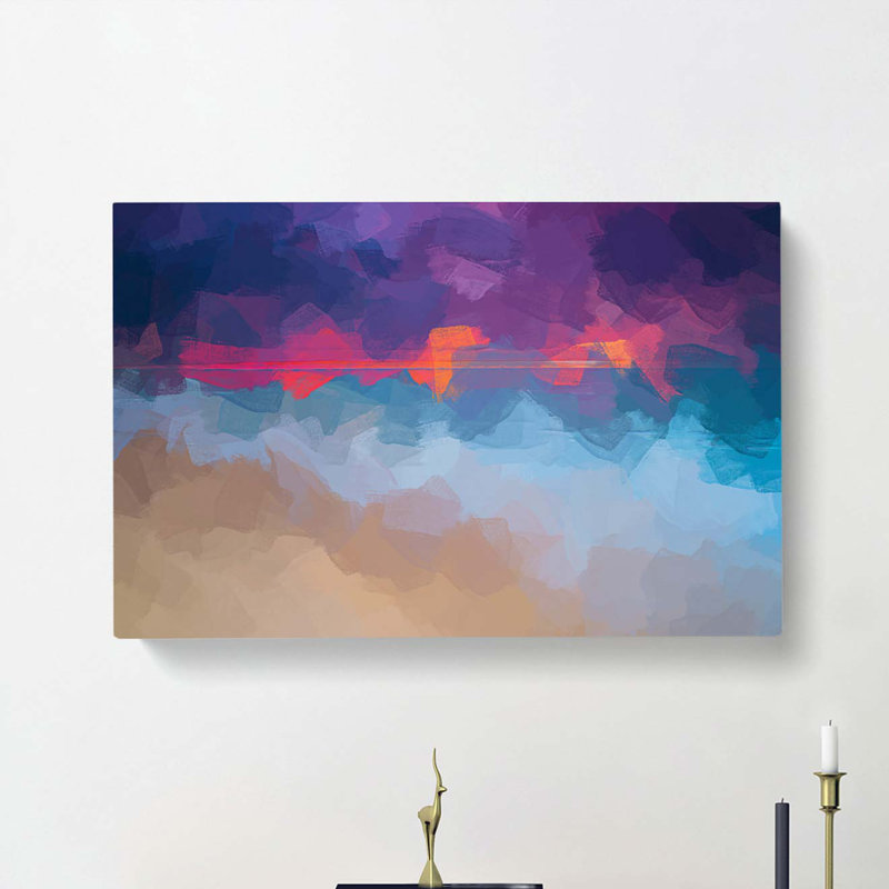Pink Sunset In Abstract - Wrapped Canvas Painting, 35cm H x 50cm W x 3cm D