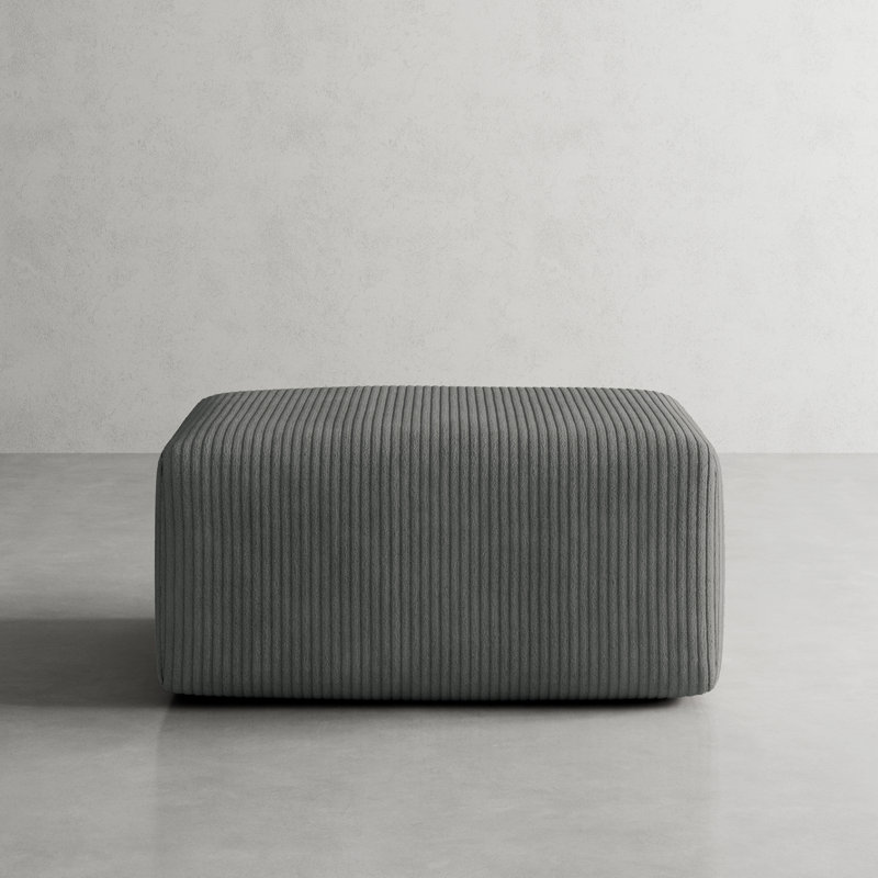 Berlare Upholstered Grey Corduroy Modular Singler Ottoman – Fully Compressed, No Assembly Required, Grey