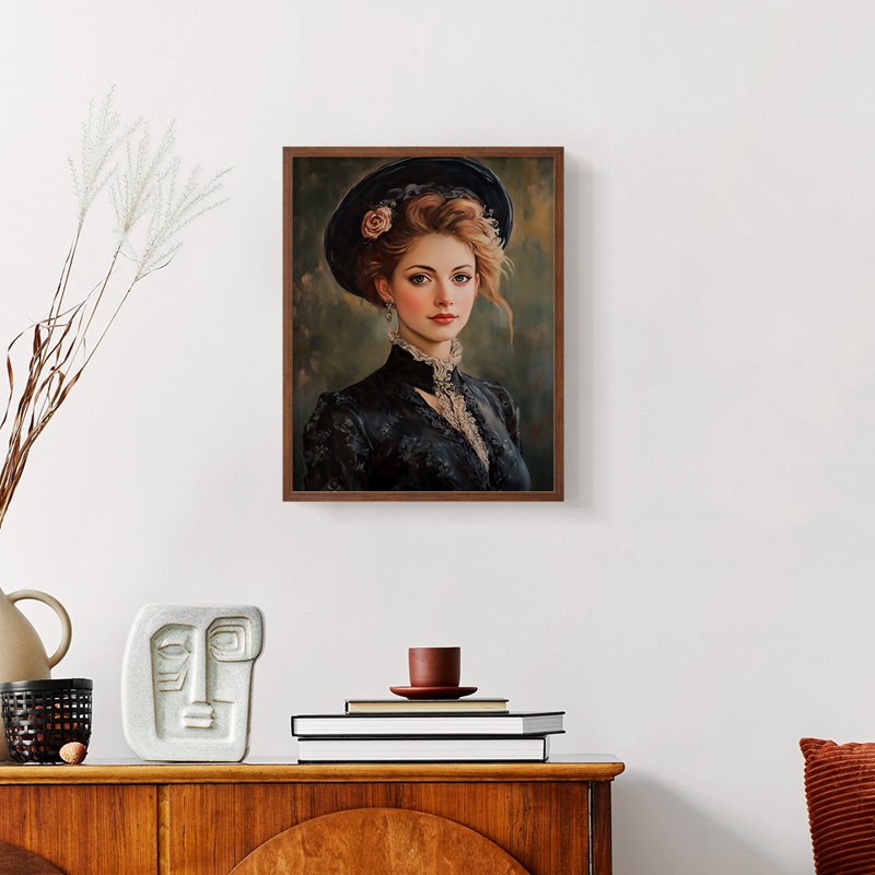 WOMEN Series CCII - reproduction encadrée de qualité supérieure - prête à être accrochée - aucun clou requis, Noyer