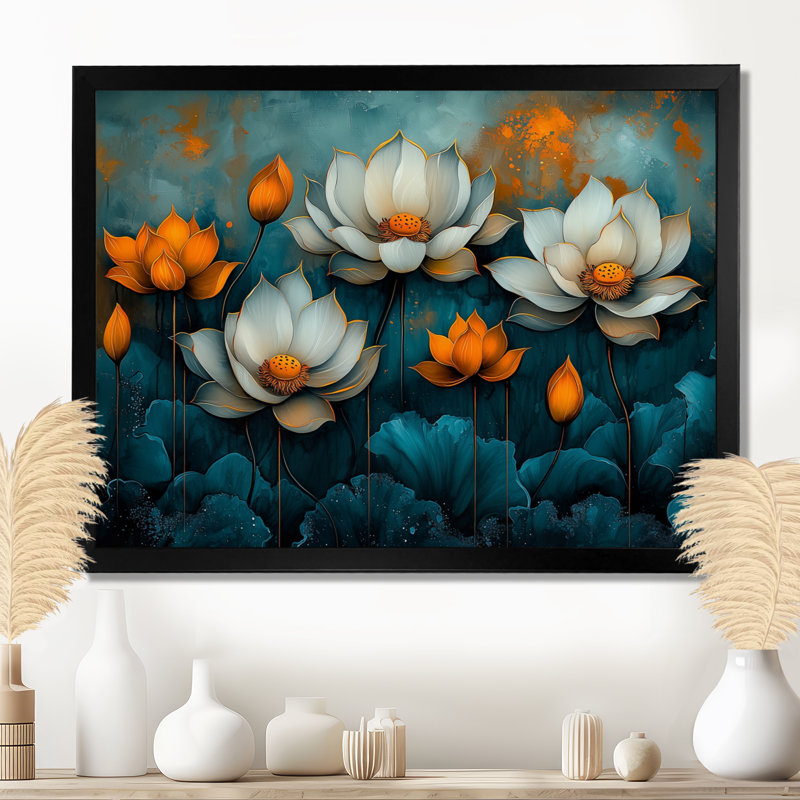 Illana - Floral Wall Art, H 30 po x l 40 po, Reproduction encadrée d'une seule photo, Noir, noir, noir, noir