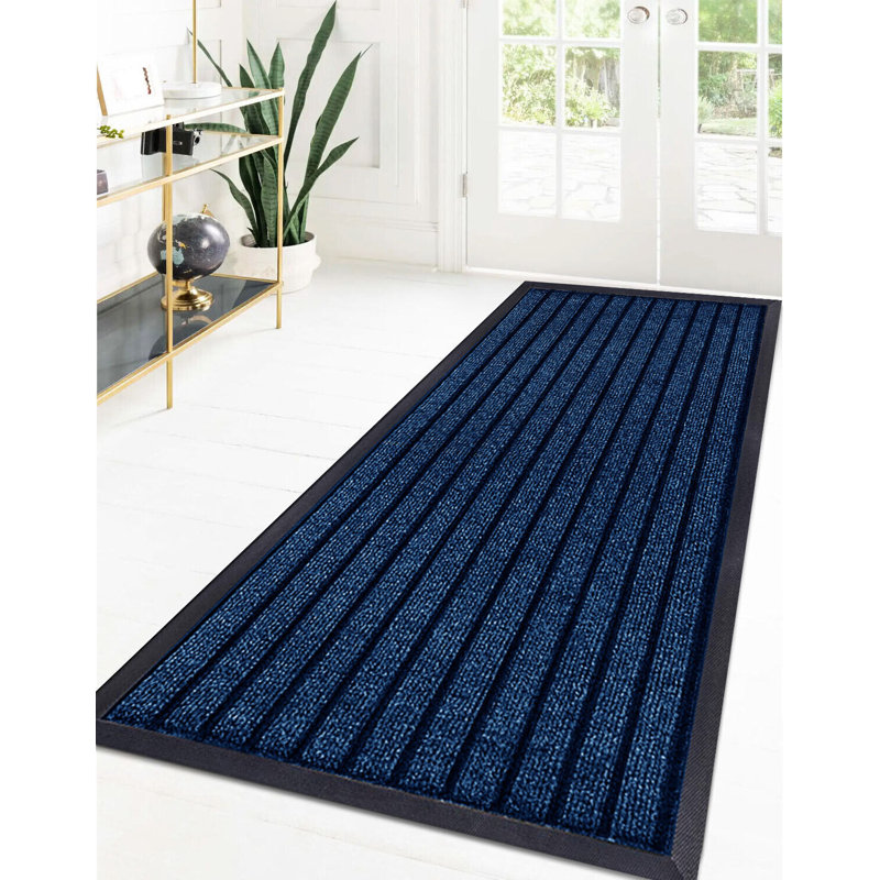 Non-Slip Indoor Outdoor Door Mat, Rectangle 80 x 150 cm, Blue