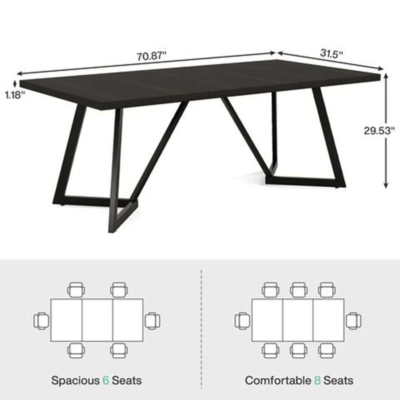 Contemporary Rectangular Dining Table, Multifunctional Conference Desk & Executive Office Table