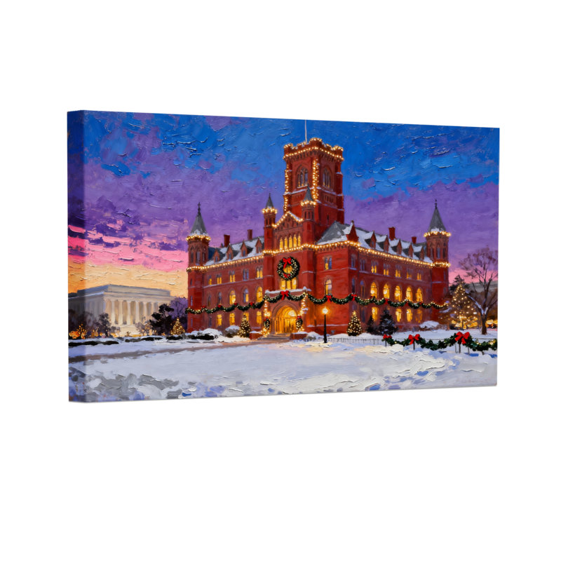 «Christmas Christmas Castle Snowy Night Lights», ensemble de 3 impressions murales sur toile, H 12 po x l 18 po