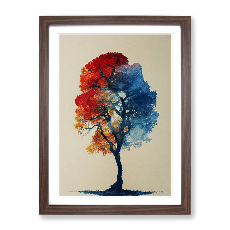 Tree No.5 - Single Picture Frame Painting, 64cm H x 46cm W x 2cm D, Walnut