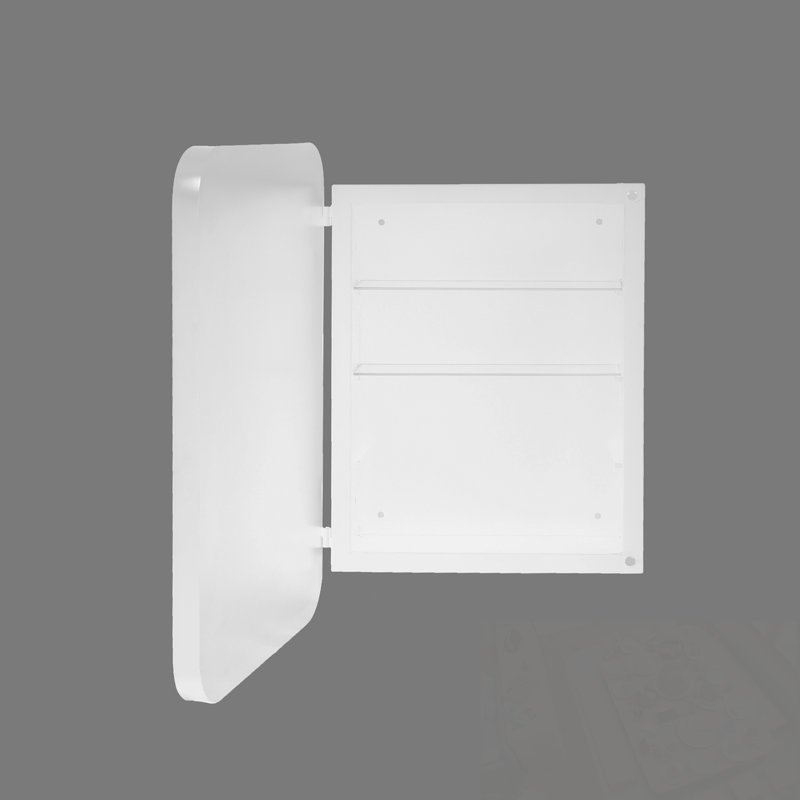 Armoire à pharmacie en métal avec miroir et tablettes réglables, 23.6" H x 15.7" W x 4.7" D, Blanc