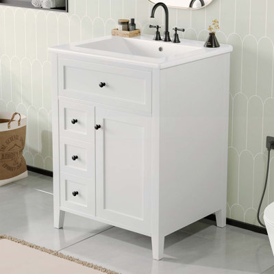 Modern Bathroom Vanity with Sink,3 Drawers,Space-Saving Design