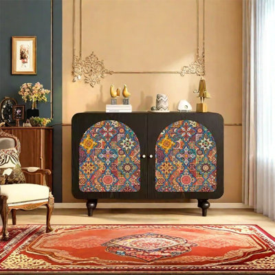 Ash Wood Storage Cabinet with Brass Handles