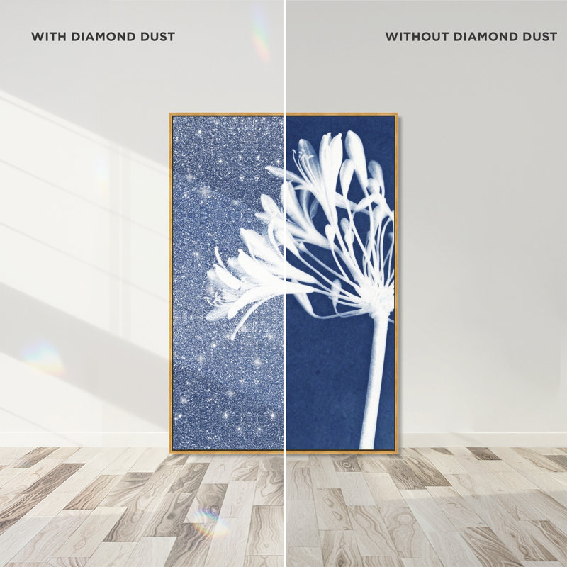 Cyan Bloom Floral & Botanical Canvas Print by Oliver Gal, Black Frame, 10 x 15, Gold Floater Frame, 17"H x 25"W