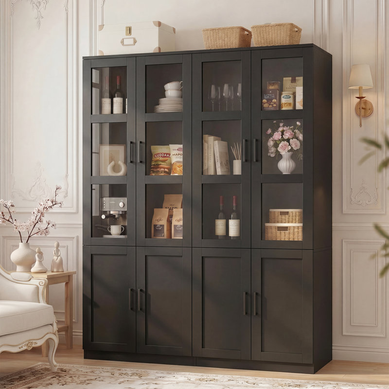 79.7" Tall Book Cabinet Storage Bookcase, Black