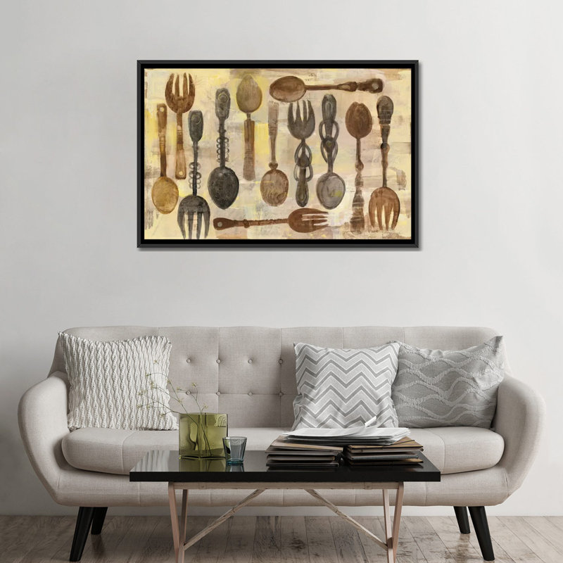 « cuillères et fourches » par» albena hristova,, impression sur toile tendue, H 32 po x l 48 po x P 1,5 po, Pas de tapis