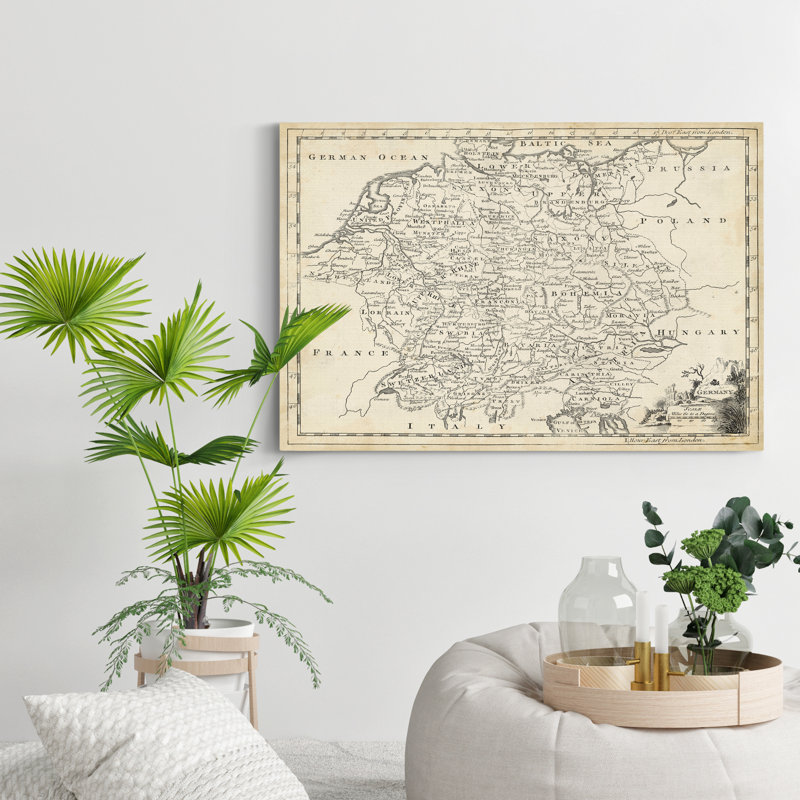 « carte de l’allemagne »-reproduction d’art sur toile, H 12 po x l 8 po x P 1 po