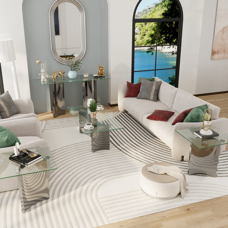 Glass And Silver Coffee Table