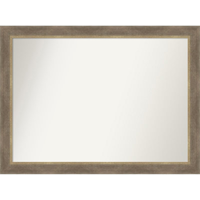 Driftwood Tan Non-Beveled Wood Framed Bathroom Vanity Wall Mirror