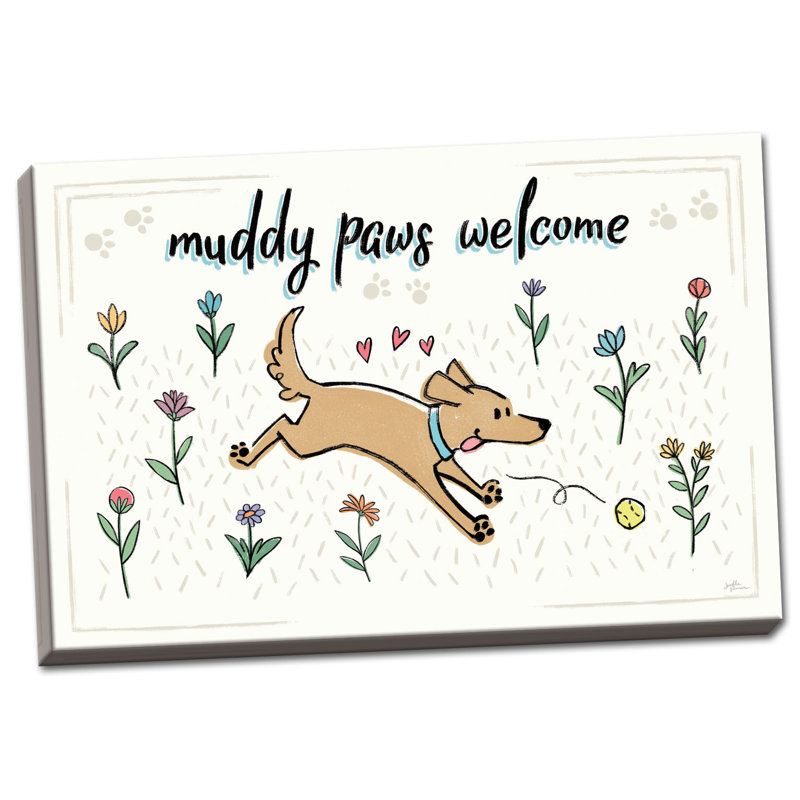 «Dogs in the Garden I», impression, Toile tendue, H 12 po x l 18 po x P 0,75 po