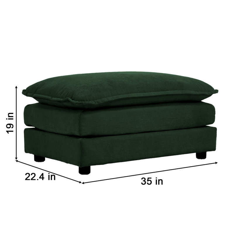 Repose-pieds avec repose-pieds en tissu chenille Bontang, Vert