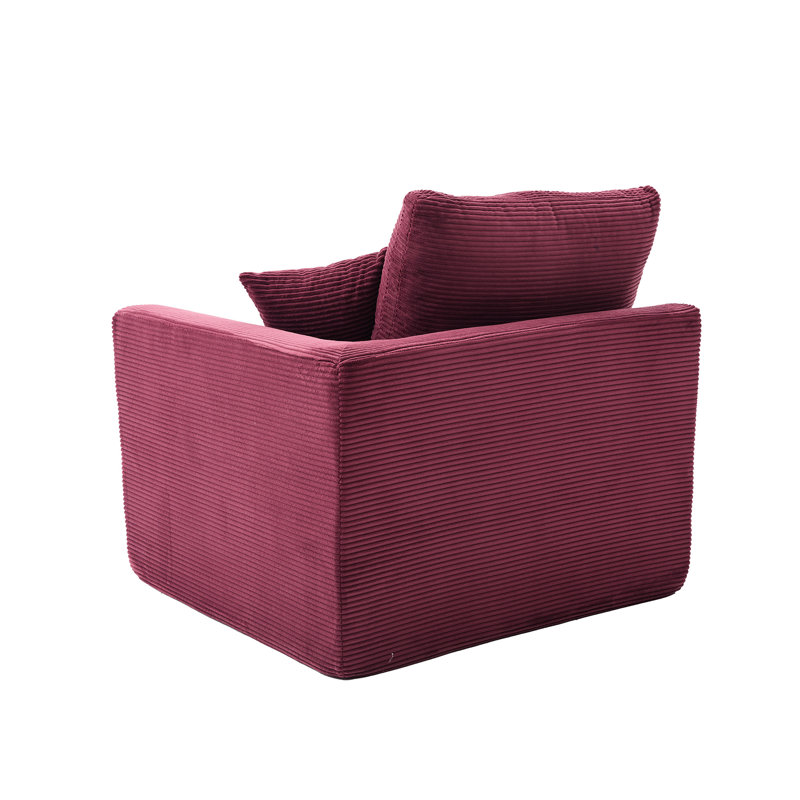 Canapé modulaire à 2 places modulaire confortable avec housse de coussin amovible en velours côtelé moderne en mousse haute densité et accoudoir incurvé sans assemblage pour la chambre à coucher dans les maisons contemporaines requises