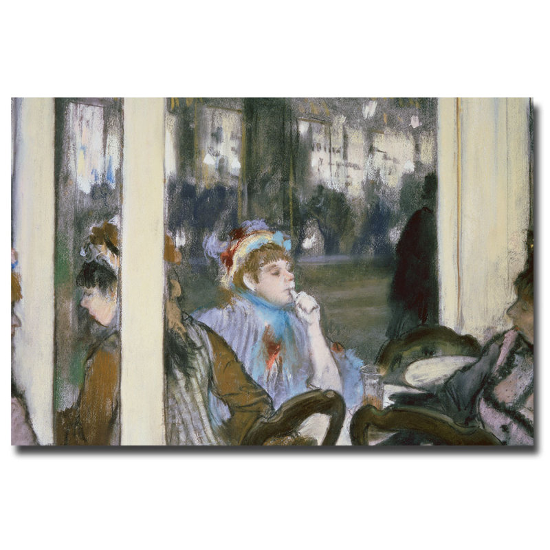 «Women on a Cafe Terrace, 1877» par Edgar Degas, reproduction sur toile, H 16 po x l 24 po x P 2 po