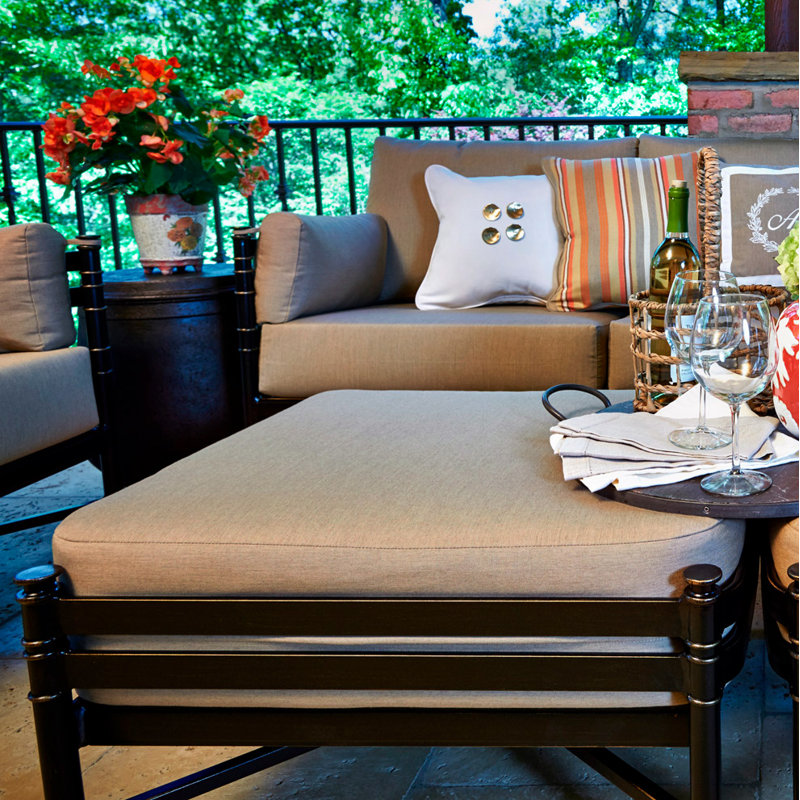 Lancaster Outdoor Ottoman, Spectrum Indigo Sunbrella® Plainweave