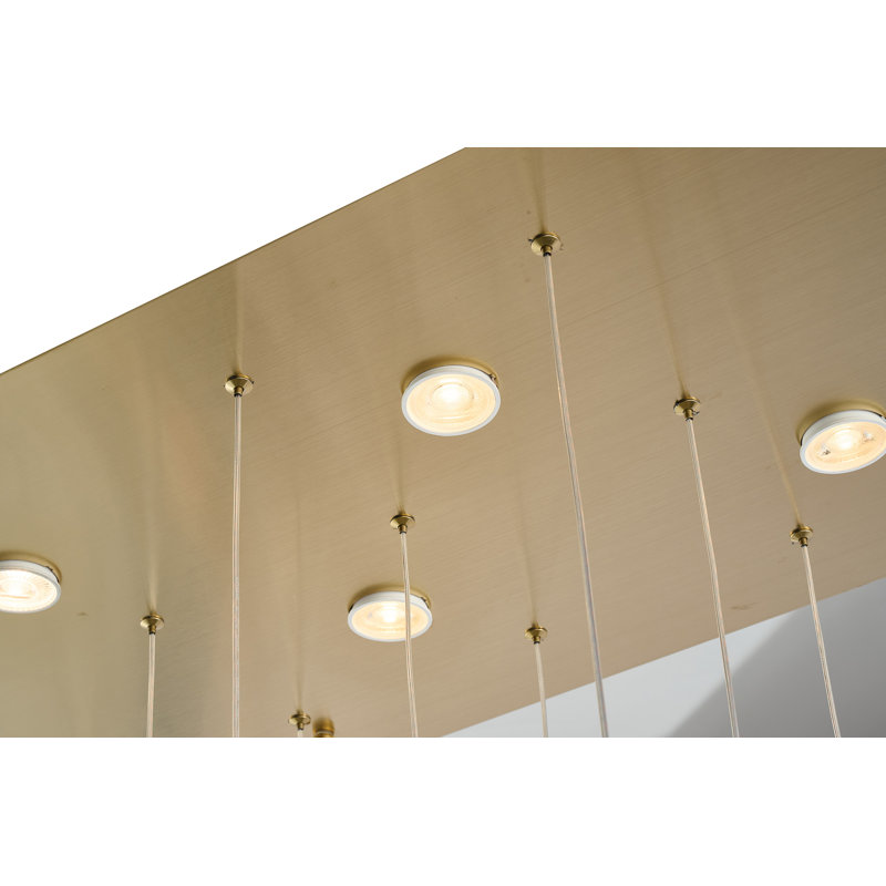 Lustre 31 lumières en laiton avec pendentifs en verre dépoussiéré