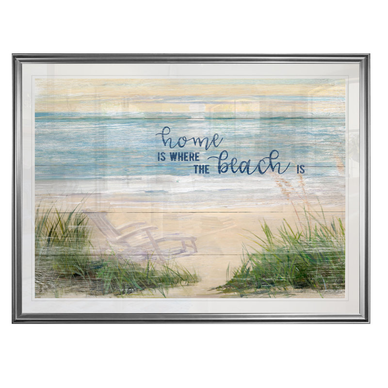 « home is where the beach is » print, H 20 po x l 24 po x P 1,5 po, Cadre argenté