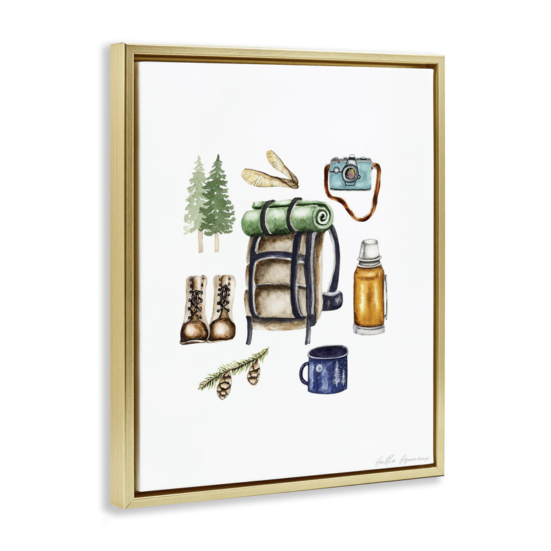 Hiking Essentials Chart Framed Floater Canvas Wall Art, design by Heather Desormeaux, 21" H x 17" W