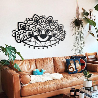 Ajna Mandala Metal Wall Art, Bohemian Home Office Living Room Decor