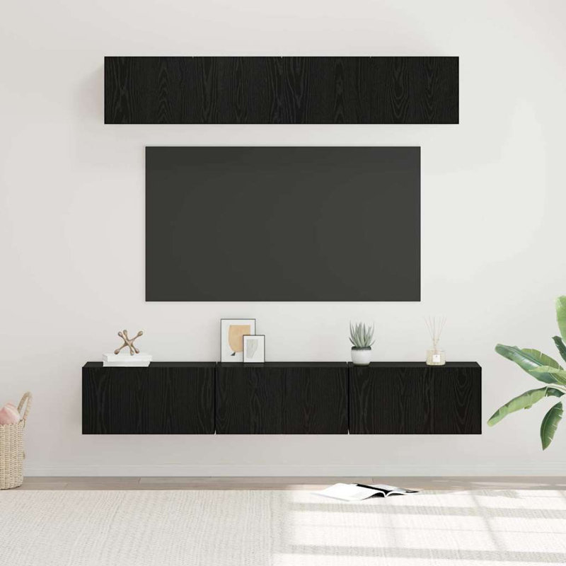 TV Cabinet Set 5 Pcs Medium, 30.5cm H x 80cm L x 30cm W, Black Oak