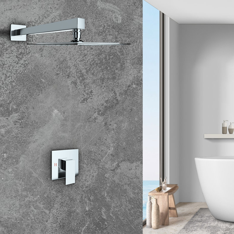 Topcraft 10-Inch Square Wall-Mounted Rain Shower System with Single Handle, Chrome