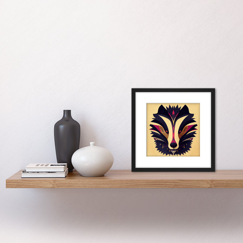 Tribal Pattern Abstract Badger Face - Single Picture Frame Print