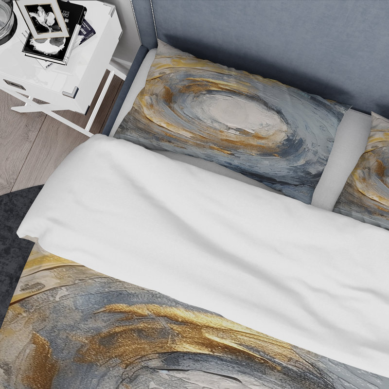Ensemble de housse de couette or et bleu Vibrant Spirals IV - Abstract Spirals