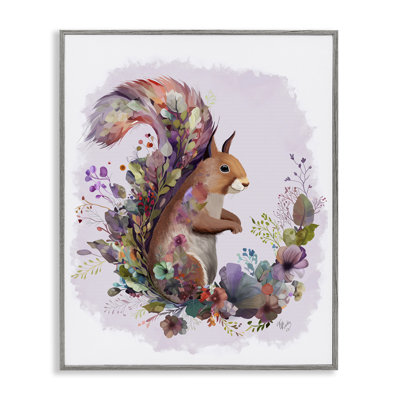Écureuil et guirlande florale, estampe numérique par Fab Funky