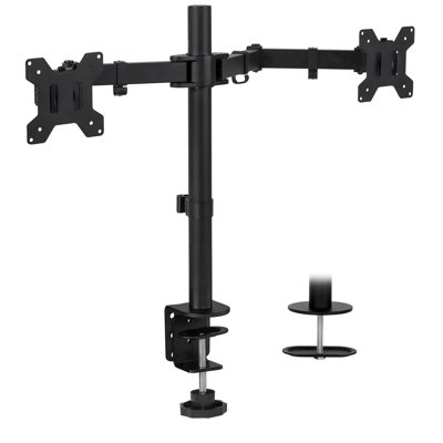 Mount-It! Dual Monitor Mount with C-Clamp & Grommet Base, Height Adjustable Arms Fit 19 - 32 Inches