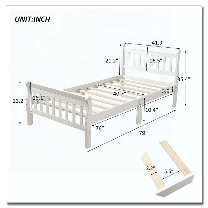 Structure de lit plateforme Wood, Blanc