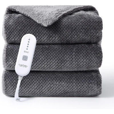 Heated Throw Electric Throw Blanket, Flannel Sherpa Heating Blankets, Soft Thicken Heated Blankets for Couch with 5 Heat Settings and 4 Hours Auto Shut Off, Grey, 50"× 60"