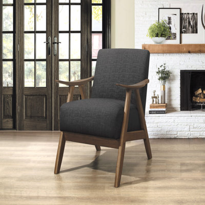 Chaise décorative - Mobilier de style moderne pour les salons confortables Gris foncé revêtu de tissu avec dossier et siège en bois d'hévéa massif